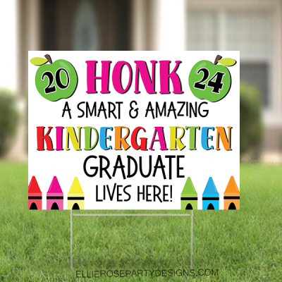 2024 Kindergarten Pink Graduation Lawn Sign