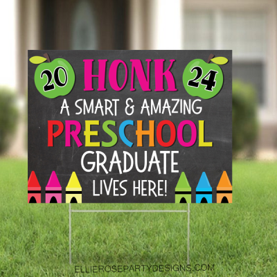 2024 Preschool Graduation Pink Lawn Sign