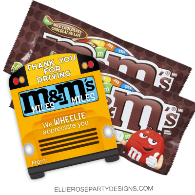 Bus Driver M&M Thank You Tags Printables