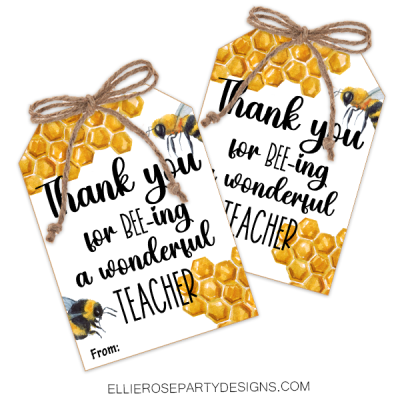 Bee Teacher Appreciation Thank You Tags